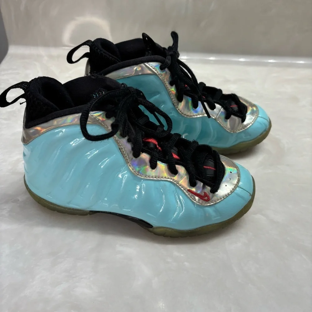 Aqua Iridescent Foamposite Sneakers | Nike Little Posite Pro 12.5